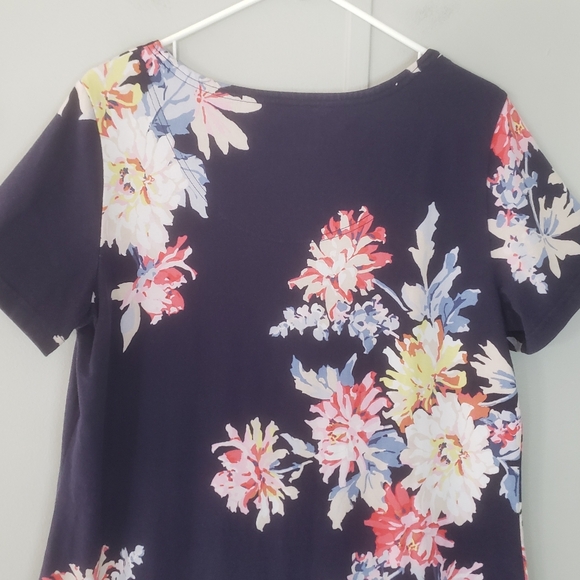 Joules Navy Blue Floral Riviera Print Short Sleeve T-Shirt Dress - Picture 6 of 10